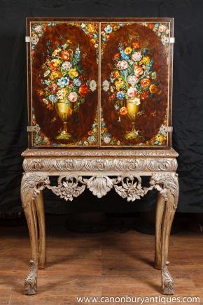 Peint Antique Cabinet victorienne en acajou Cocktail Cabinet Stand