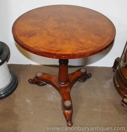 Regency Walnut Inlay Side Table Cocktail Tables