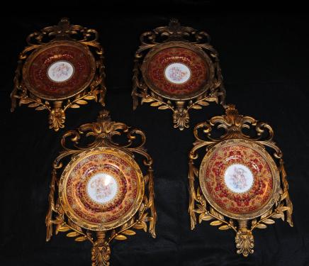Set 4 françaises porcelaine de Sèvres Cherub Plaques Murales Plaques