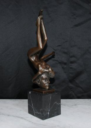 Surreal italiens bronze Nu Féminin Femme Sur Le Homme Esprit
