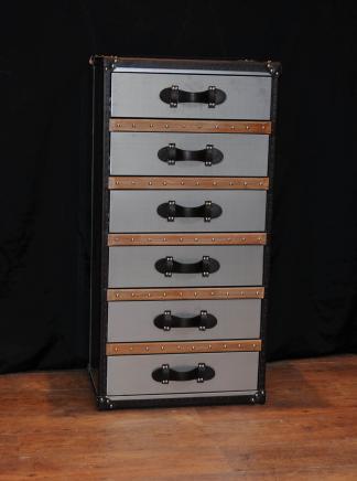 Tiroirs industriels Torse Cuir Chrome Grand Meubles bagages Boy