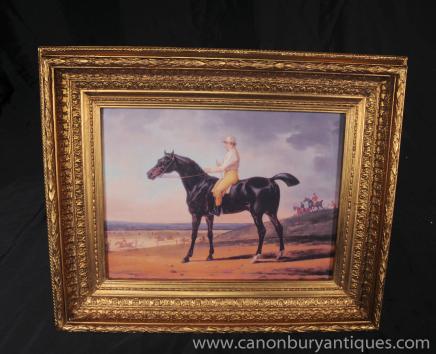 Victorienne Cheval Jockey Peinture à l'huile Portrait Scène Fox Hunt