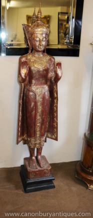 XL sculpté Bouddha birman Statue art bouddhique Bouddhisme