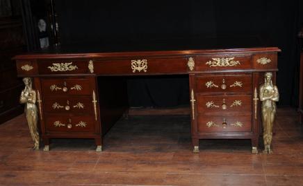 Antique French Empire Pedestal Desk Writing Table Bureau 