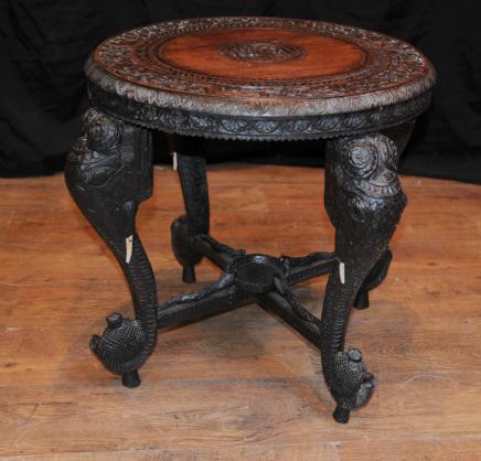 手工雕刻仿古缅甸大象边桌咖啡桌