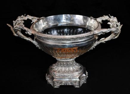 维多利亚谢菲尔德镀银盖碗玻璃碗Centrepiece