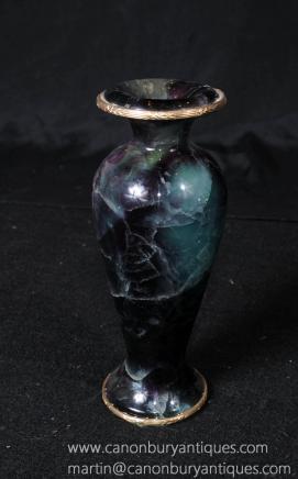 Fluorite Stone Vase Urn Blue John English Ormolu 