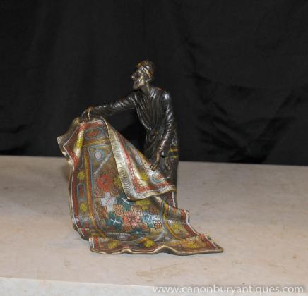French Bronze Casting Arab Rug Seller Statue Casting