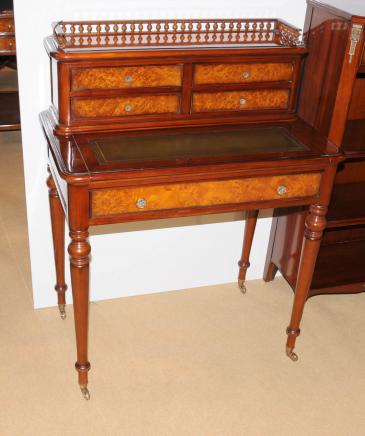French Regency Bureau De Dame Writing Desk Burr Walnut 