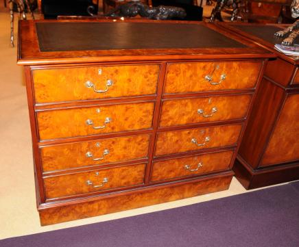 Regency Double Filing Cabinet Burl Walnut Chest Drawers Office Furniture 