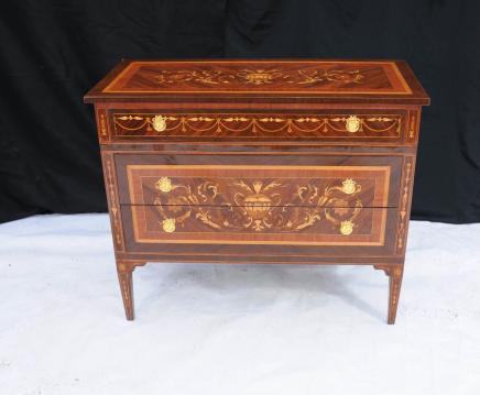 Regency Sheraton Chest Drawers Commode Marquetry Inlay Furniture