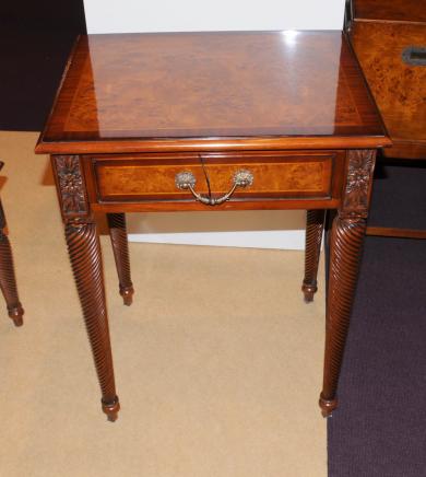Regency Side Table Burr Walnut Carved Spiral Leg Tables 