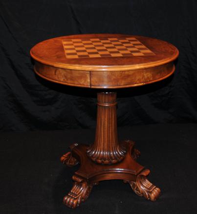 Regency Walnut Games Chess Table Side Tables 