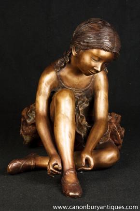 Large French Bronze Ballerina Girl Statue Degas Figurine 