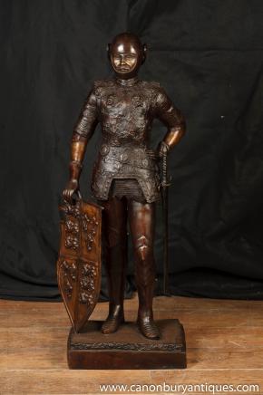 3ft Bronze Knight Statue Sculpture Crusades Templar Art Sculpture