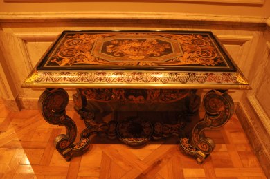 Andre-Charles Boulle Table oak veneered with ebony, tortoiseshell, pewter, brass, bone and staine and natural woods at The Getty Andre-Charles Boulle Table oak veneered with ebony, tortoiseshell, pewter, brass, bone and staine and natural woods at The Getty