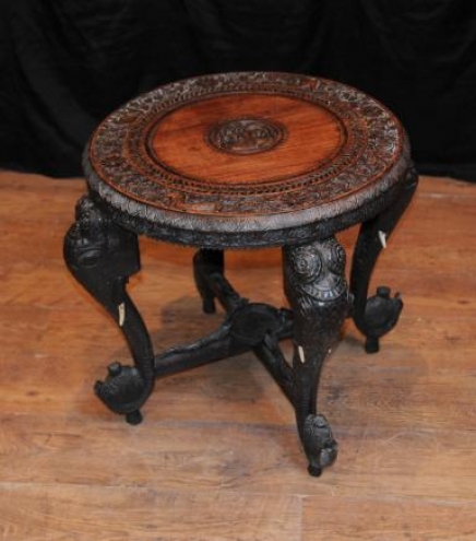 Antique Burmese Hand Carved Elephant Side Table Coffee Tables 