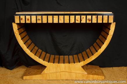 Art Deco Console Table Furniture 1920s Style Blonde Walnut 