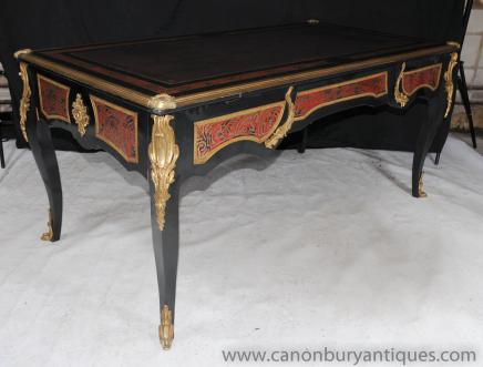 Boulle Desk Bureau Plat Writing Table French Inlay Furniture
