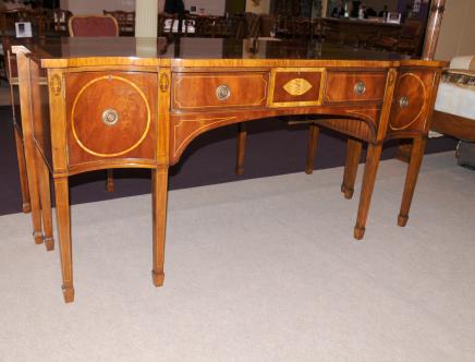 George II Mahogany Sideboard Buffet Server Marquetry Inlay 