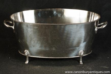 George II Silver Plate Ice Bucket Urn Lions Head Feet