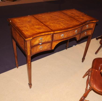 George II Writing Desk Bureau Serpentine Desks Burl Walnut 