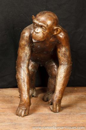Large Bronze Monkey Chimpanzee Statue Casting Monkeys Ape Primate