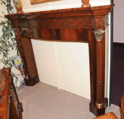 Mahogany Fireplace Mantle Regency Hand Carved Surround 