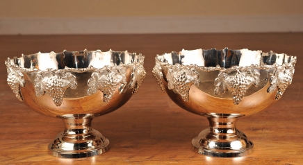 Pair Sheffield Silver Plate Punch Bowls English