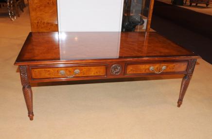 Regency Burr Walnut Coffee Table Hand Carved Tables