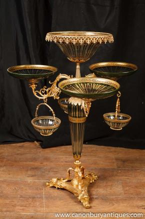 French Empire Cut Glass Stand Epergene Ormolu Mounts Centrepiece