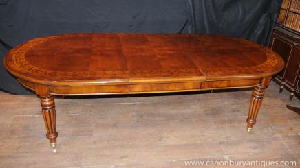 Victorian Walnut Dining Table Extending Tables Marquetry Inlay 