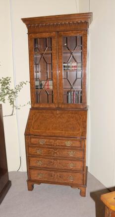 Walnut Victorian Secretary Bookcase Bureau Cabinet Desk 
