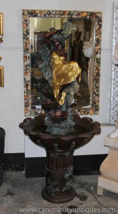 XL French Bronze Art Nouveau Female Bronze Fountain Statue WAter Garden