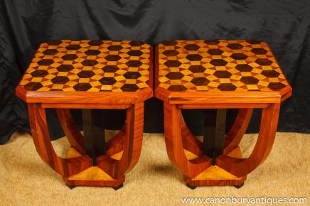 1920s Art Deco Side Tables Inlay Furniture Cocktail 