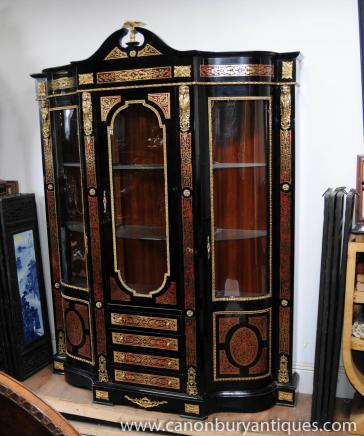 Boulle Bookcase Display Cabinet French Louis XV Furniture Inlay Chest