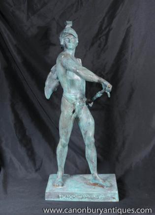 Bronze Roman Gladiator Statue Figurine Winged Helmet Italian Bronzes 