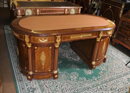French Empire Partners Desk Bureau Writing Pedestal Desks Tables 