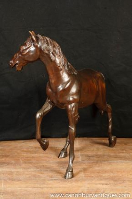 Large French Bronze Horse Pony Statue Mare Casting Garden Art 