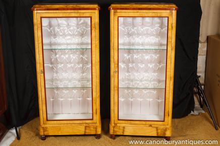 Pair Art Deco Display Cabinets Glass Fronted Bijouterie Bookcase 