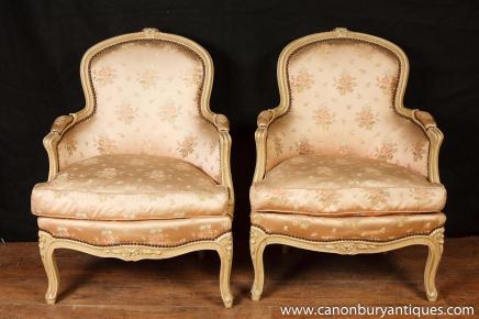 Pair Victorian Arm Chairs Sofa Chair Upholstered Fauteils 