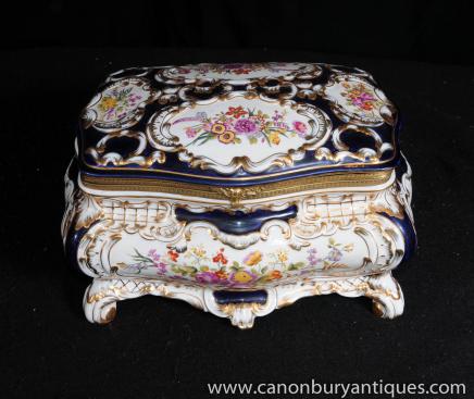 Sevres Porcelain Floral Spray Jewellery Box Casket Pottery 