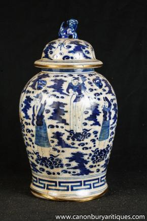 Single Chinese Nanking Porcelain Ginger Jar Vase Urns Blue White