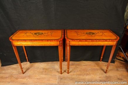 Two Sheraton Painted Console Tables Hall Table Regency Musical Instruments 