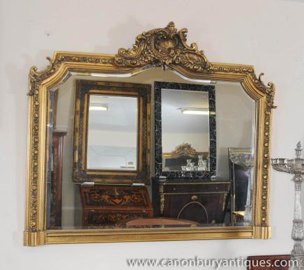 Victorian Over Mantle Gilt Mirror Carved Frame Mirrors 