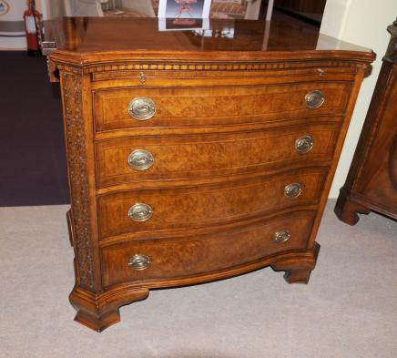 Victorian Walnut Chest Drawers Nightsand Bow Front Carved 
