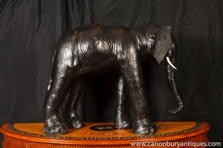 Vintage Leather Elephant Statue Elephants 
