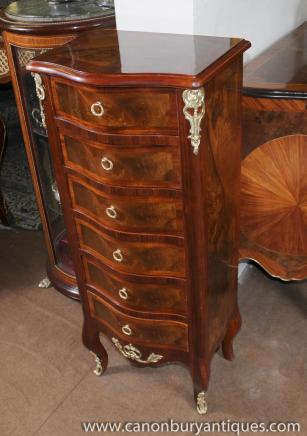 Walnut Regency Tall Boy Chest Drawers Serpentine Furniture 