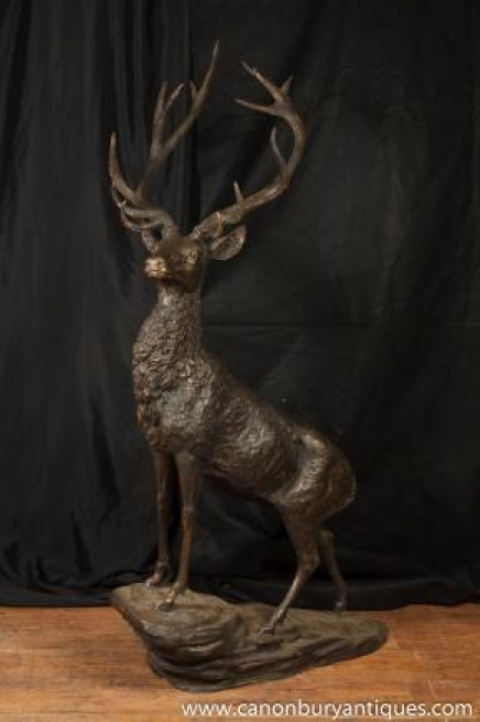 XL Bronze Stag Statue Garden Art Deer Moose Elk Caribou 