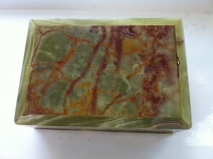 1950s Natural Green Onyx Trinket Box